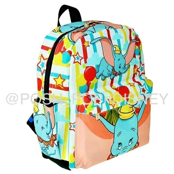 DISNEY Dumbo Daypack Elepant stars clouds & stripe print yellow red blue kawaii - Picture 2 of 6